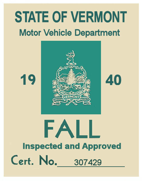 (image for) 1940 Vermont Fall Inspection Sticker